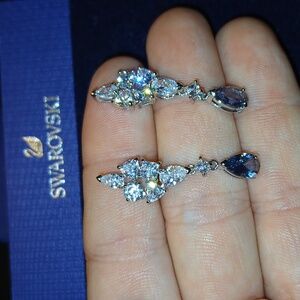 Swarovski Silver and Crystal Teardrop Earrings
